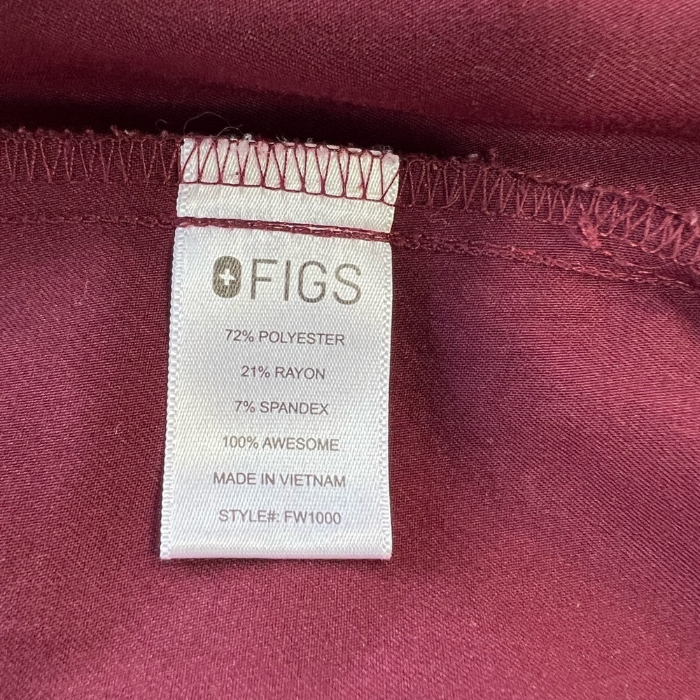 FIGS Women's Catarina One-Pocket Scrub Top in Burgundy, size XXS - Picture 7 of 9